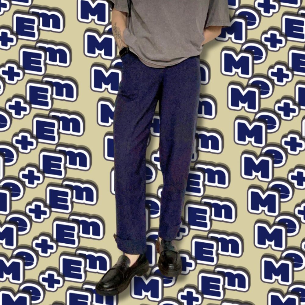 ME+EM - Dark Blue Wide Leg Corduroy Pants - Size 4